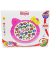 Tradineur - Juego infantil de pesca con música, incluye 24 peces y 4 cañas de pescar, juguete educativo, funciona con pilas, Ø 27 cm, color aleatorio