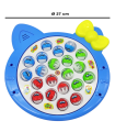 Tradineur - Juego infantil de pesca con música, incluye 24 peces y 4 cañas de pescar, juguete educativo, funciona con pilas, Ø 27 cm, color aleatorio