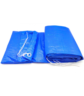 Tradineur - Lona cubre piscina rectangular de polietileno, cobertor para piscina desmontable, cubierta de protección, funda (Azul, 258 x 179 cm)