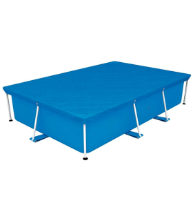 Tradineur - Lona cubre piscina rectangular de polietileno, cobertor para piscina desmontable, cubierta de protección, funda (Azul, 258 x 179 cm)