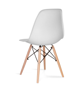 Pack de 4 sillas patas de madera y asiento de plástico, estilo nórdico, diseño escandinavo, interior, comedor, salón, cocina (Blanco, 81 x 45 x 46 cm)