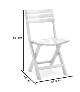 Tradineur - Silla plegable de plástico para exterior, incluye asa y reposapiés, ergonómica, cómoda, ligera y resistente, jardín, terraza, patio, hogar (Blanco - 83 x 41,5 x 44 cm)