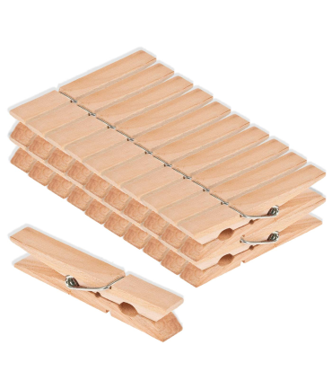 Tradineur - Pack de pinzas para ropas - Fabricadas en madera - 20 Unidades - Utensilios de limpieza y organización - Longitud de 7,5 cm