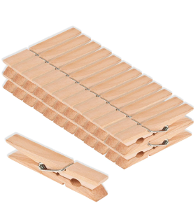 Tradineur - Pack de pinzas para ropas - 24 Unidades - Fabricadas en madera - Utensilios de limpieza y organización - Longitud de 7,5 cm