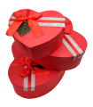 Set de 3 cajas de regalo corazón con lazo, 3 tamaños distintos, cajas decorativas con tapa, presentación para navidad, cumpleaños (Rojo, 20 cm, 18,5 cm y 14,5 cm)