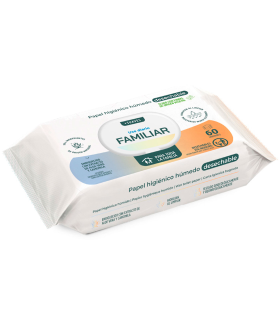 Tradineur - Papel higiénico húmedo desechable, formato familiar, biodegradable, apto para inodoro, WC, suave, hidratante, enriquecido con aloe vera y camomila, 60 uds