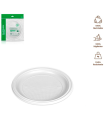 Tradineur - Pack de 5 platos llanos redondos reutilizables de plástico, 100% reciclables, extra resistentes, higiénicos, apilables, aptos para lavavajillas (Blanco, Ø 25 cm)