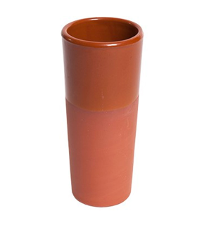 Tradineur - Vaso de tubo de barro, diseño tradicional, artesanal, servir vino, licores, celebraciones, fiestas (Marrón, 16 x 7 cm, 330 ml)