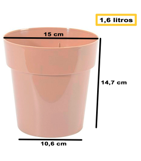 Tradineur - Maceta redonda de plástico, aro ancho, tiesto, macetero, recipiente para plantas, flores, balcón, terraza, hogar - 1,6 litros - 14,7 x 15 cm, color aleatorio