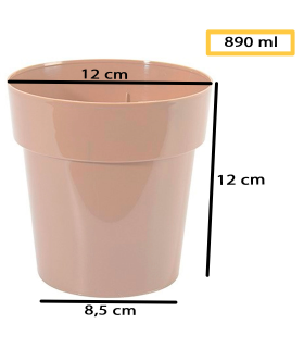 Tradineur - Maceta de plástico redonda, aro ancho, macetero, tiesto, recipiente para plantas, flores, balcón, terraza, hogar, 890 ml, 12 x 12 cm, color aleatorio