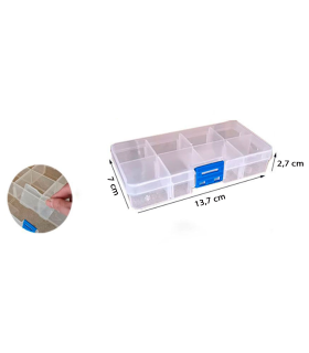 Caja organizadora multiusos nº 19 de plástico con separadores, 8 compartimentos, almacenaje de tornillos, tuercas, accesorios pesca, 2,7 x 13,7 x 7 cm