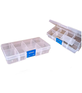 Caja organizadora multiusos nº 19 de plástico con separadores, 8 compartimentos, almacenaje de tornillos, tuercas, accesorios pesca, 2,7 x 13,7 x 7 cm