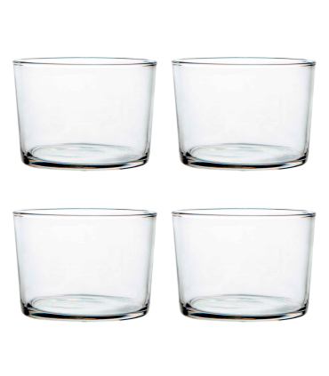 Tradineur - Pack de 4 vasos de cristal, modelo chiquito, servir licores, vino, cerveza, celebraciones, fiestas, aptos para lavavajillas (23 cl - 8,2 x 6 cm)