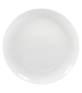 Tradineur - Plato llano redondo Mobius de porcelana, vajilla de cocina, resistente, apto para lavavajillas y microondas (Blanco, Ø 27 cm)