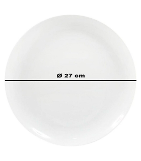 Tradineur - Plato llano redondo Mobius de porcelana, vajilla de cocina, resistente, apto para lavavajillas y microondas (Blanco, Ø 27 cm)