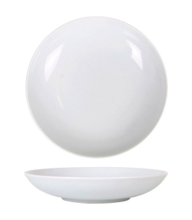 Tradineur - Plato hondo redondo Marina de porcelana, vajilla de cocina, resistente, apto para lavavajillas y microondas (Blanco, Ø 20,5 cm)