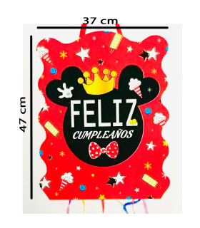 Tradineur - Piñata de mickey para cumpleaños, cartón, para rellenar con golosinas, chuches, niños, decoración infantil para fiestas (Rojo, 37 x 47 cm)