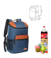 Tradineur - Mochila nevera térmica de tela porta alimentos con bolsillos, asa y correas ajustables, picnic, playa, camping (18 litros, 37 x 23 x 19,5 cm)