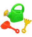 Tradineur - Set de regadera, pala y rastrillo de playa, plástico, juguete infantil, jugar en la arena, parque, jardín, regalo para niños, 17 x 21 cm, color aleatorio