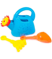 Tradineur - Set de regadera, pala y rastrillo de playa, plástico, juguete infantil, jugar en la arena, parque, jardín, regalo para niños, 17 x 21 cm, color aleatorio