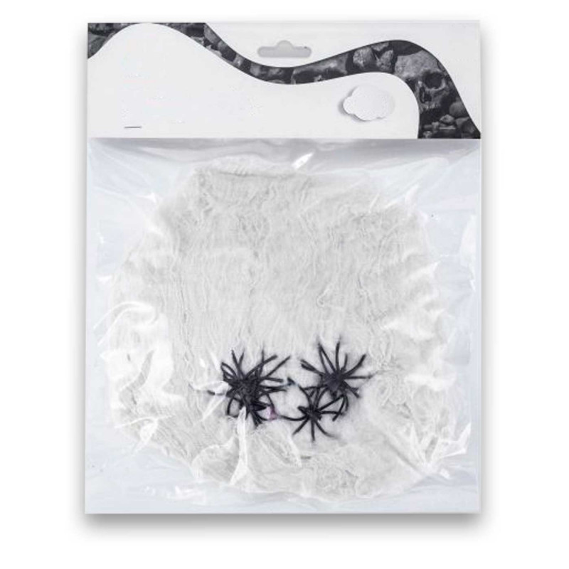 Tradineur - Telaraña decorativa 20g para halloween - Fabricado en poliéster - Adorno para decoración - Color blanco