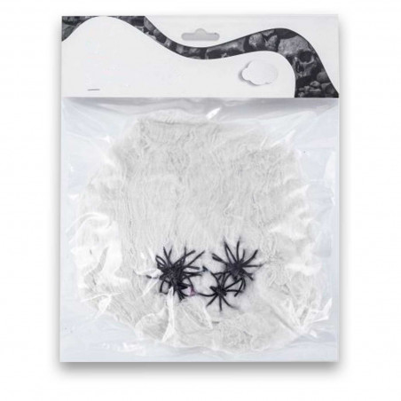 Tradineur - Telaraña decorativa 20g para halloween - Fabricado en poliéster - Adorno para decoración - Color blanco