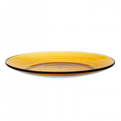 Tradineur - Plato llano de vidrio, ligero y resistente, servir comidas, cenas, vajilla de cocina, apto para lavavajillas (Ámbar