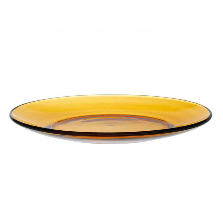 Tradineur - Plato llano de vidrio, ligero y resistente, servir comidas, cenas, vajilla de cocina, apto para lavavajillas (Ámbar