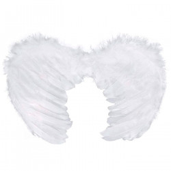 Tradineur - Alas de ángel con plumas y tirantes elásticos, complemento para disfraz de halloween, carnaval, cosplay, fiestas, na