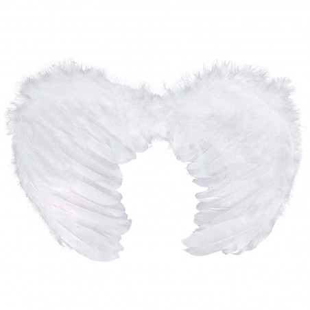 Tradineur - Alas de ángel con plumas y tirantes elásticos, complemento para disfraz de halloween, carnaval, cosplay, fiestas, na