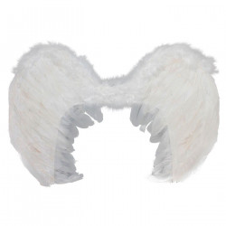 Tradineur - Alas de ángel con plumas y tirantes elásticos, complemento para disfraz de halloween, carnaval, cosplay, fiestas, na