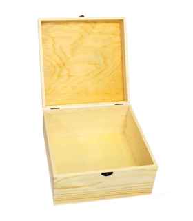 Caja de madera cuadrada con cierre metálico 13,7 x 24,4 x 24,4 cm, cofre con tapa para decorar y guardar objetos de valor, joyas, coleccionables