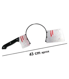 Tradineur - Diadema con cuchillo de plástico, complemento para disfraces de zombie, muerto viviente, carnaval, Halloween, cosplay, 43 cm