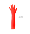 Tradineur - Guantes largos con brillo, 100% poliéster, imitación de satén, complemento para disfraces, carnaval, Halloween, cosplay, fiestas (Rojo, adulto, 45 cm)