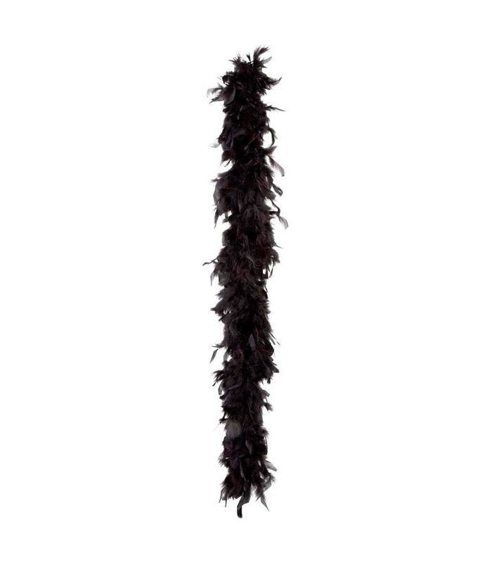 Tradineur - Boa de plumas, accesorio de disfraz, charlestón, años 20, carnaval, Halloween, fiesta temática, decoración (Negro, 2 metros)