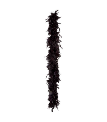 Tradineur - Boa de plumas, accesorio de disfraz, charlestón, años 20, carnaval, Halloween, fiesta temática, decoración (Negro, 2 metros)