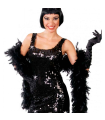 Tradineur - Boa de plumas, accesorio de disfraz, charlestón, años 20, carnaval, Halloween, fiesta temática, decoración (Negro, 2 metros)