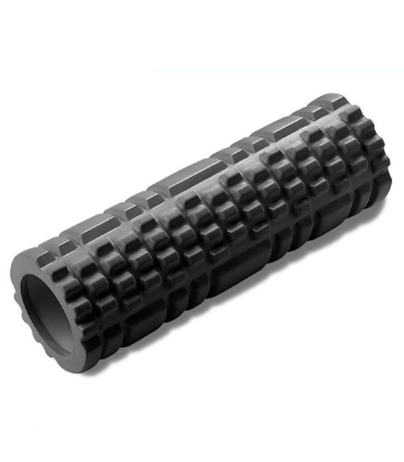 Tradineur - Rodillo de yoga de gomaespuma, cilindro de movilidad y masaje, múltiples posturas, estiramientos, fitness, automasaje, flexibilidad, ejercicio en casa, ultraligero (Negro, 30 x 9,5 cm)