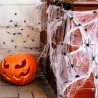 Tradineur - Telaraña con 2 arañas para Halloween, poliéster y plástico, tela de araña, decoración de interior, fiestas, celebrac