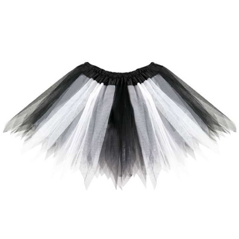 Tradineur - Tutú infantil bicolor, 100% poliéster, complemento para disfraces de carnaval, Halloween, cosplay, niñas (Blanco y n Tradineur - Tutú infantil bicolor, 100% poliéster, complemento para disfraces de carnaval, Halloween, cosplay, niñas (Blanco y n