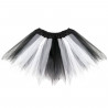 Tradineur - Tutú infantil bicolor, 100% poliéster, complemento para disfraces de carnaval, Halloween, cosplay, niñas (Blanco y n