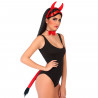 Tradineur - Set de demonio, diablesa, incluye diadema, pajarita y cola, complementos de disfraces, carnaval, Halloween, cosplay,