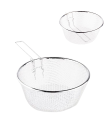 Tradineur - Cestillo freidor y escurridor de acero inoxidable, de 26 cm de diámetro y 9 cm de alto. Cesto para realizar labores de cocina y repostería. Malla para usar en cocina.