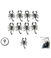 Tradineur - Pack de 9 escorpiones para Halloween, plástico, decoración de interior, fiestas, celebraciones (Negro - 7 cm)