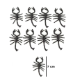 Tradineur - Pack de 9 escorpiones para Halloween, plástico, decoración de interior, fiestas, celebraciones (Negro - 7 cm)