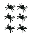 Tradineur - Pack de 6 arañas con glitter para Halloween, plástico, decoración de interior, fiestas, celebraciones (Negro - 7 cm)