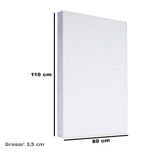 Tradineur - Lienzo grueso blanco preestirado para pintar, 100% algodón, listones de madera, apto para todo tipo de pinturas, óleo, acrílica, 80 x 110 x 3,5 cm