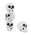 Tradineur - Pack de 4 calaveras para Halloween, plástico, cráneos, decoración de interior, carnaval, fiestas, celebraciones, 10 cm