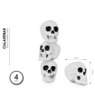 Tradineur - Pack de 4 calaveras para Halloween, plástico, cráneos, decoración de interior, carnaval, fiestas, celebraciones, 10 cm