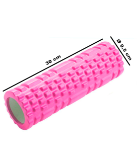 Tradineur - Rodillo de yoga, gomaespuma, cilindro de movilidad y masaje, múltiples posturas, estiramientos, fitness, automasaje, flexibilidad, ejercicio en casa, ultraligero (Rosa, 30 x 9,5 cm)